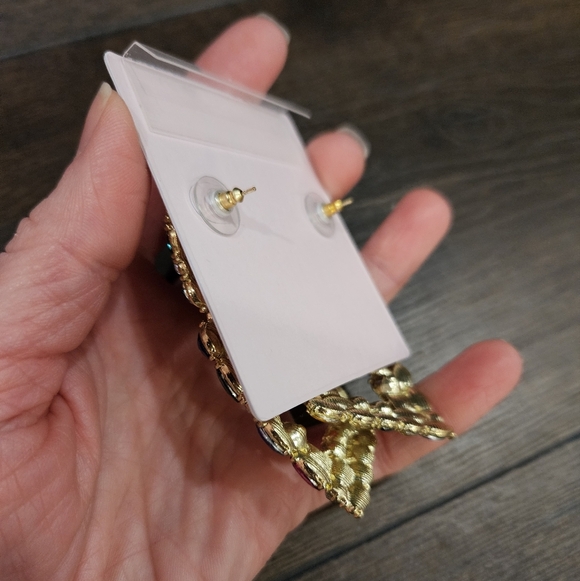 NEW Nordstrom Multi-Colored Gem Statement Earrings - Picture 3 of 6